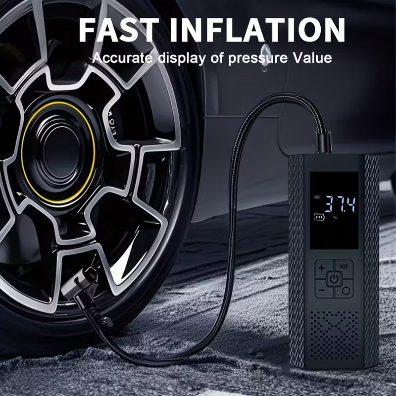 Bomba de ar portátil para pneus, 150PSI, com medidor de pressão de pneus, LED, 3x mais rápido, inflador inteligente sem fios para carros, motocicletas, bicicletas, bolas, etc.
