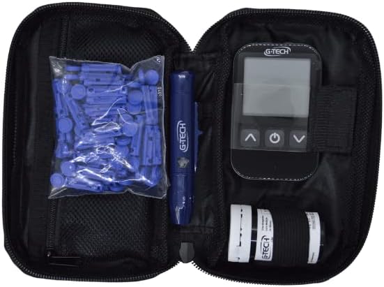 Kit Completo Diabetes: Estojo Organizador Portátil + Medidor de Glicemia G-Tech Lite com Tiras e Lancetas Controle sua glicemia com segurança e praticidade em qualquer lugar