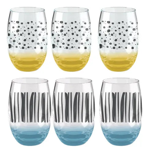Jogo De Copo Free Path Azul E Amarelo Aruba 465ml Kit 6 Un 5.0