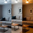 Ventilador de Teto Turbo Silencioso Oval 80w 5 Pás LED 3 Cores E27 Controle Função Timing Bivolt