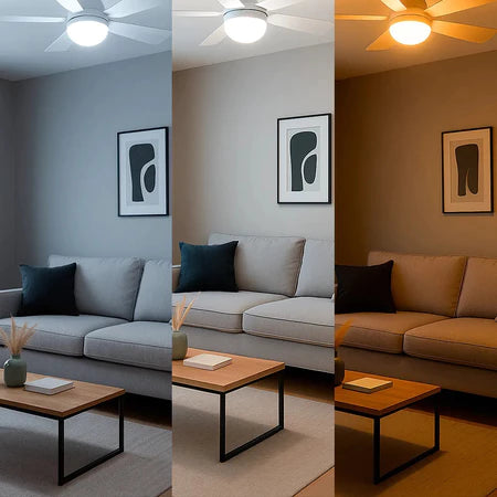 Ventilador de Teto Turbo Silencioso Oval 80w 5 Pás LED 3 Cores E27 Controle Função Timing Bivolt