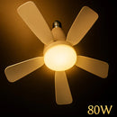 Ventilador de Teto Turbo Silencioso Oval 80w 5 Pás LED 3 Cores E27 Controle Função Timing Bivolt