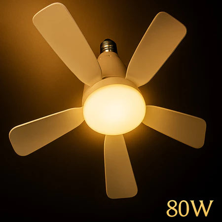 Ventilador de Teto Turbo Silencioso Oval 80w 5 Pás LED 3 Cores E27 Controle Função Timing Bivolt