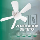 Ventilador de Teto Turbo Silencioso Oval 80w 5 Pás LED 3 Cores E27 Controle Função Timing Bivolt