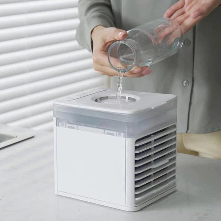 Mini Ar Condicionado Portatil Air Cooler Umidificador Climatizador Luz Led Original Usb Portatil